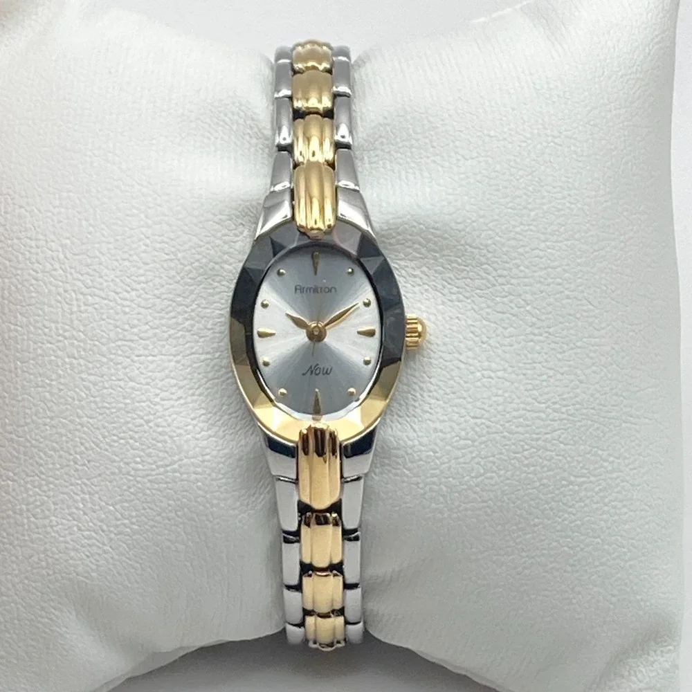 Armitron Now Womens Watch 17mm Silver Gold Two Tone Faceted New Battery SMALL 6